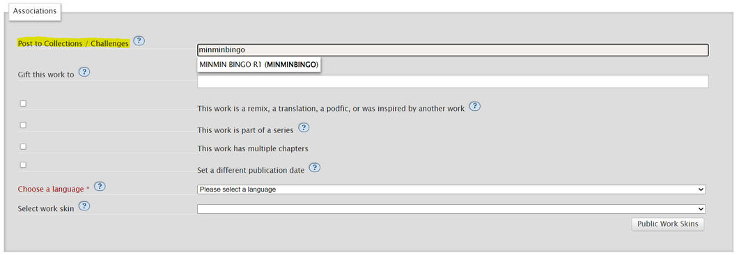screenshot of the ao3 website, highlighting the "post to collection" button in the top left corner